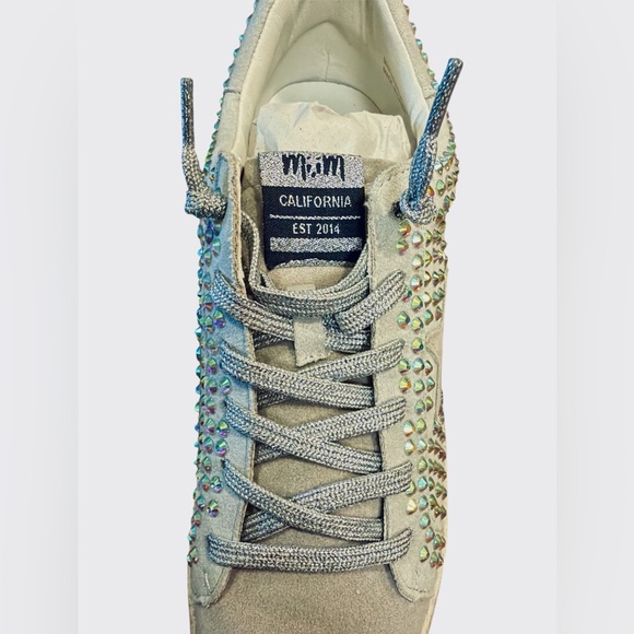 MiiM Rhinestone Sneakers Size 8.5 Gray White Lace Up Low Top Sparkle NEW - Picture 7 of 13